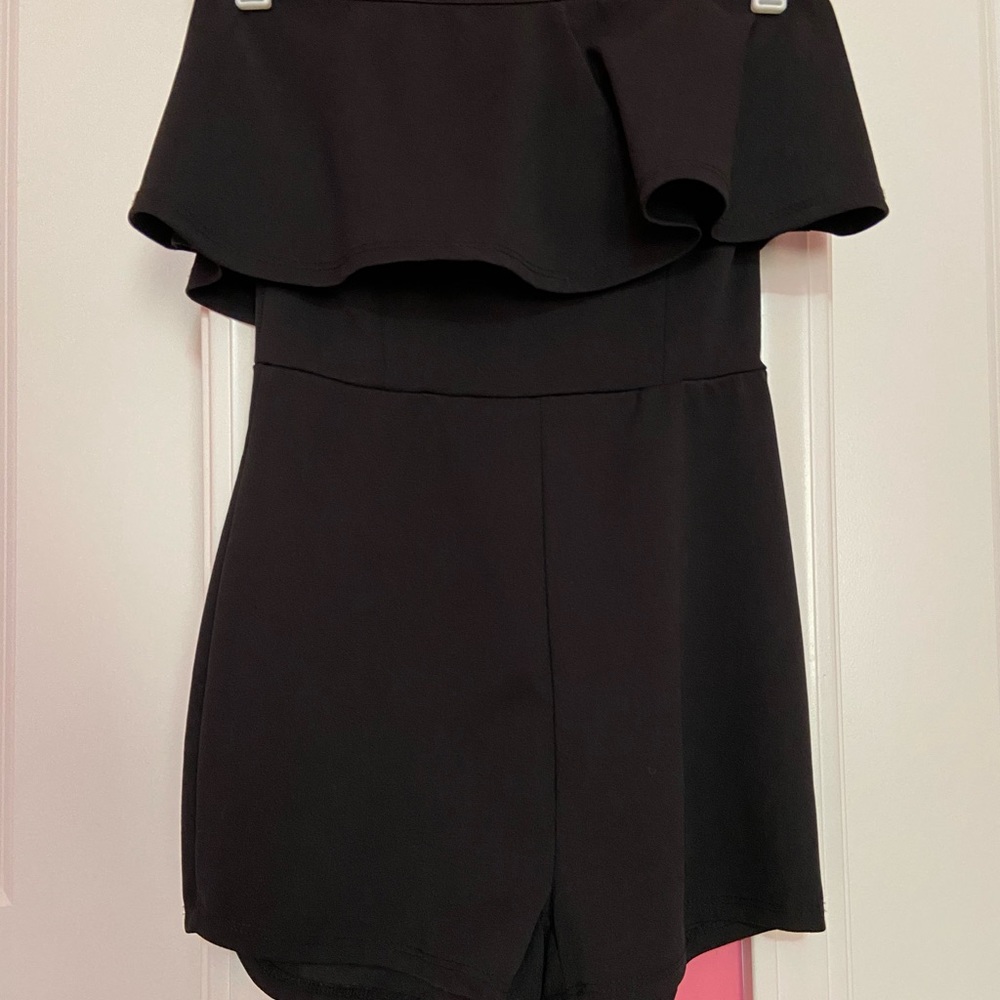Strapless black romper